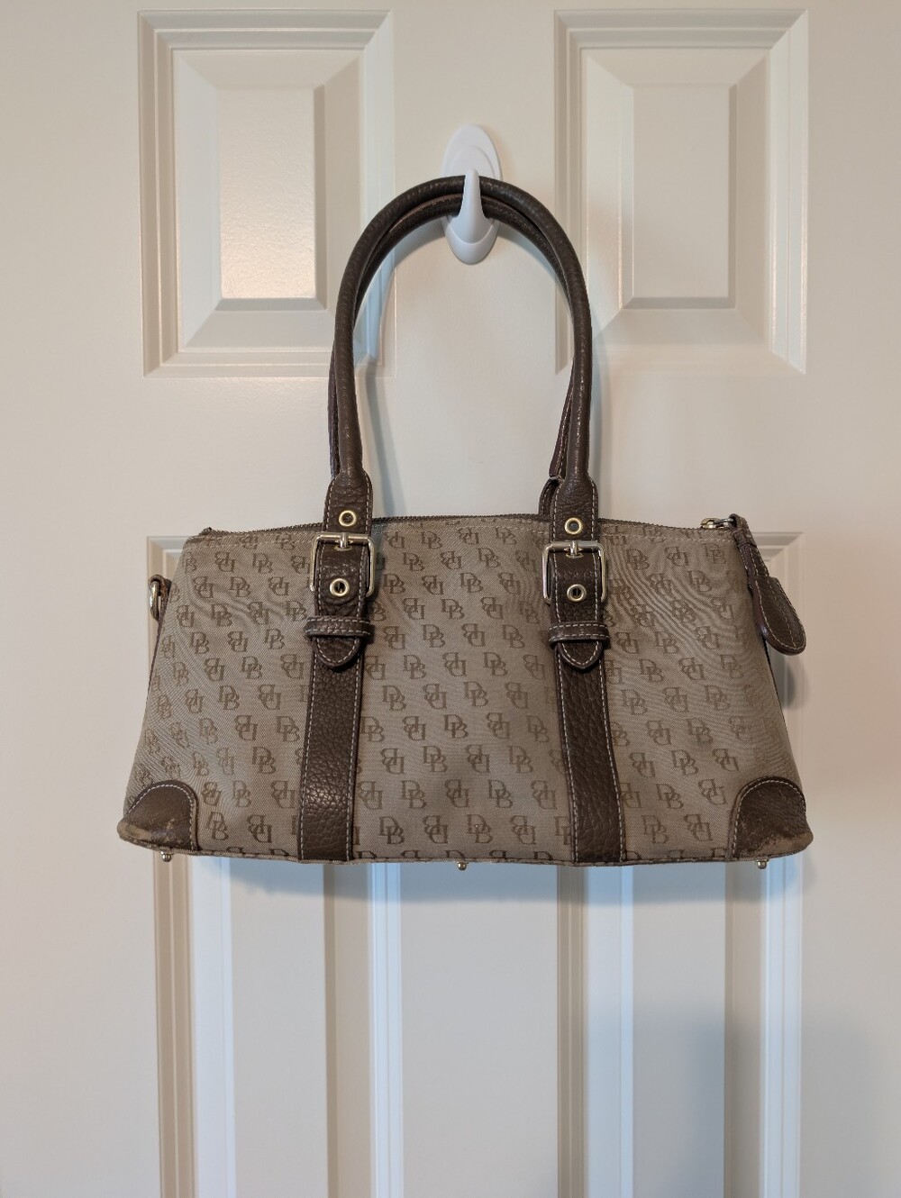 Dooney & Bourke Signature Monogram Satchel Brown Leather Handbag